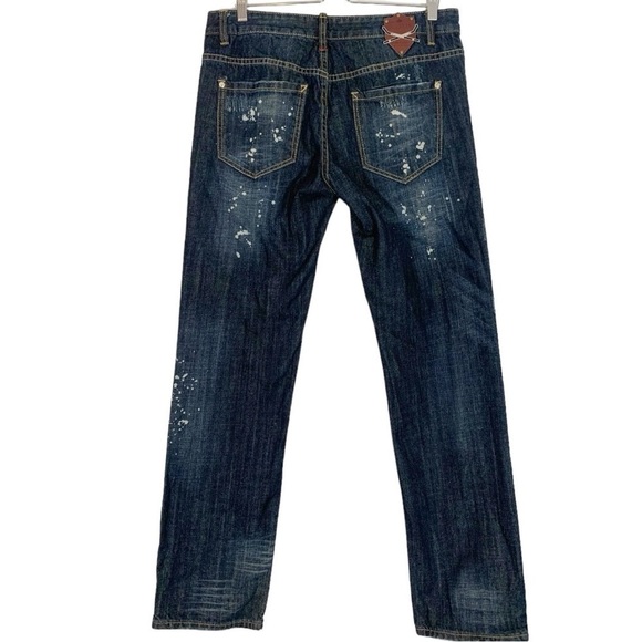 Dsquared2 Splatter Distressed Slim Straight Leg Jeans Size 34 - Picture 2 of 8